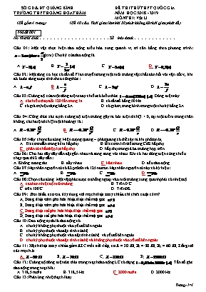 Đề thi thử THPT Quốc gia môn Vật lý - Mã đề 001 - Năm học 2018-2019 - Hoàng Hoa Thám (Có đáp án)